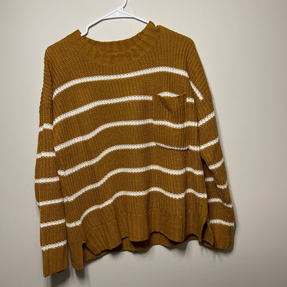 Pink Rose Mustard and White Striped Sweater